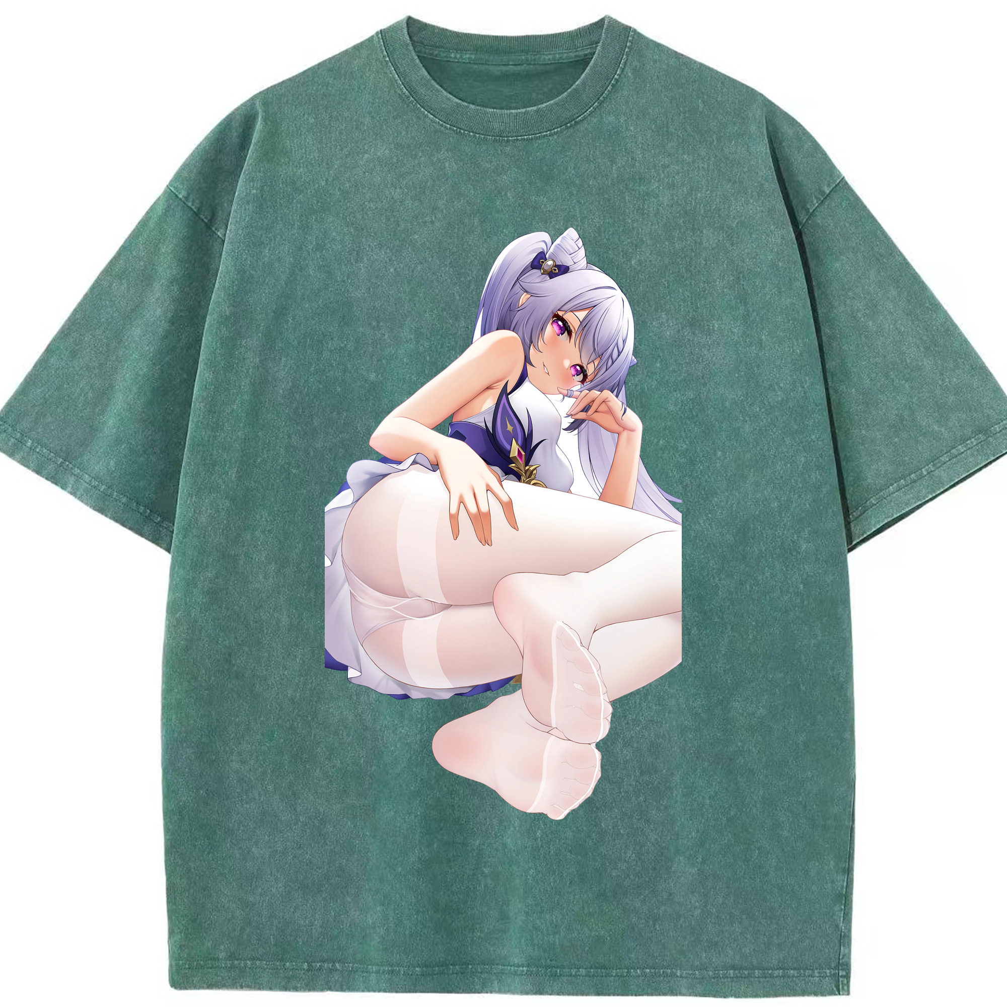 げんし神 刻晴 こくせい genshin Kokusei 綿100% ヴィンテージ風 半袖Tシャツ（フロントプリント）